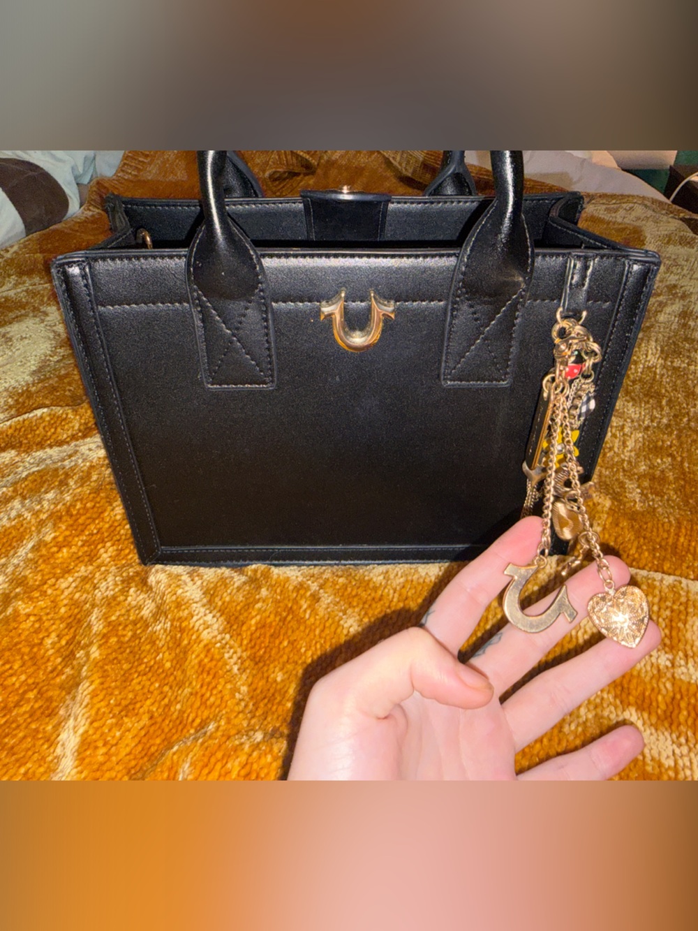 TRUE RELIGION PURSE with Gold Hardware and Charms